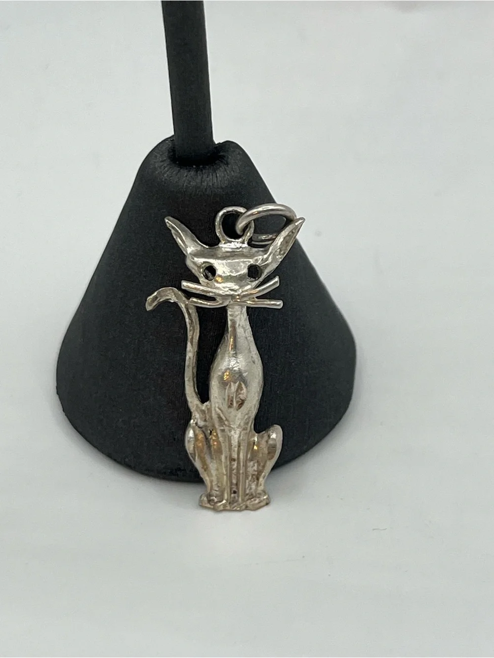Silver Cat Pendant Charm - Women's Cat Jewelry. Siamese?